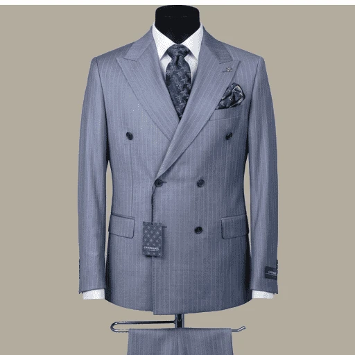 Costume croisé bleu acier à rayures Odermark- Turquie